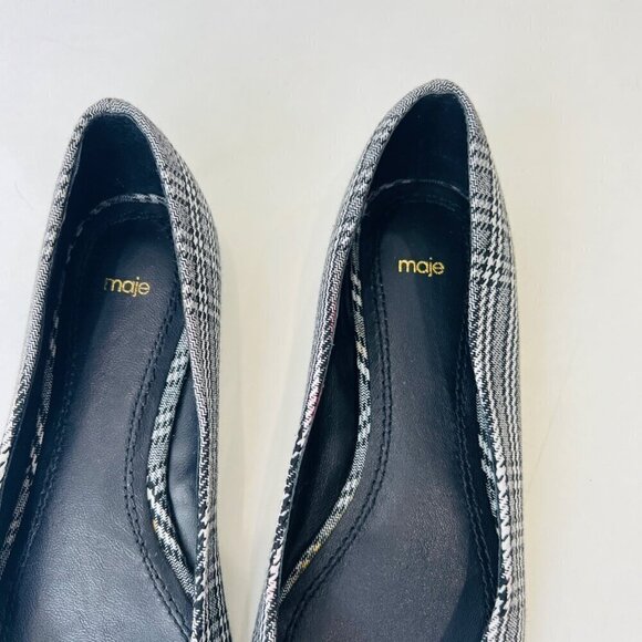 ❤️ Maje plaid fabric poured toes flats , black, Size 36 - Picture 2 of 11